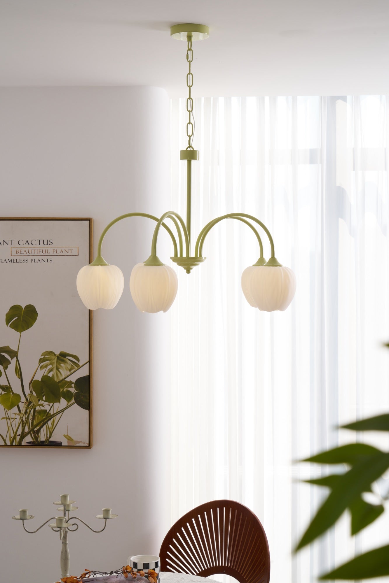 Lustre moderne Gilroy en Matcha et blanc verre