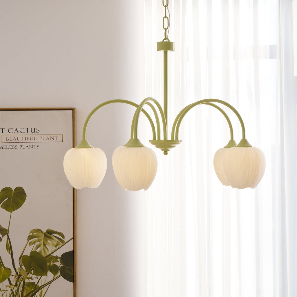 Lustre moderne Gilroy en Matcha et blanc verre