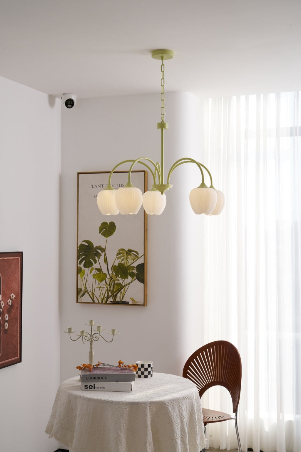 Lustre moderne Gilroy en Matcha et blanc verre