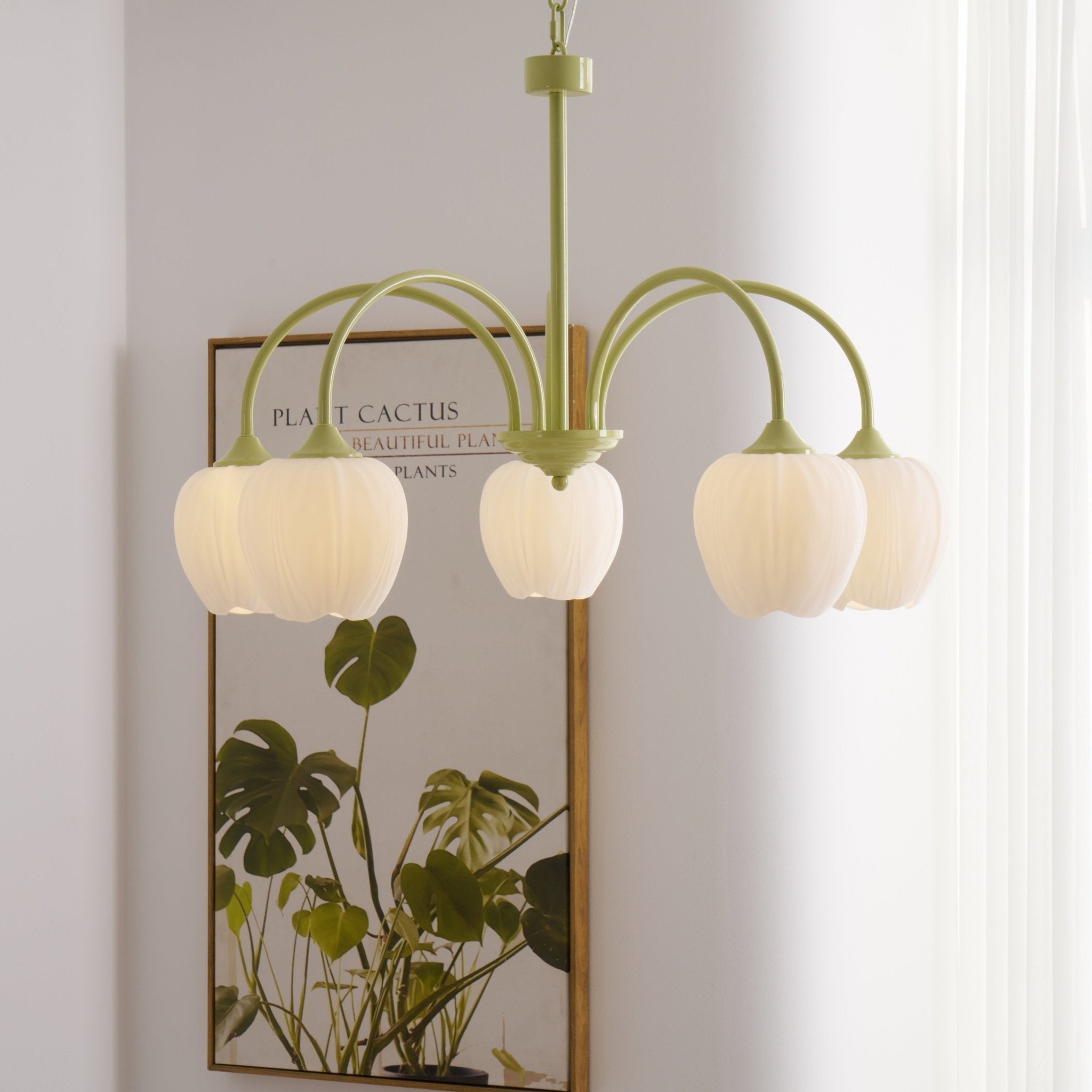 Lustre moderne Gilroy en Matcha et blanc verre