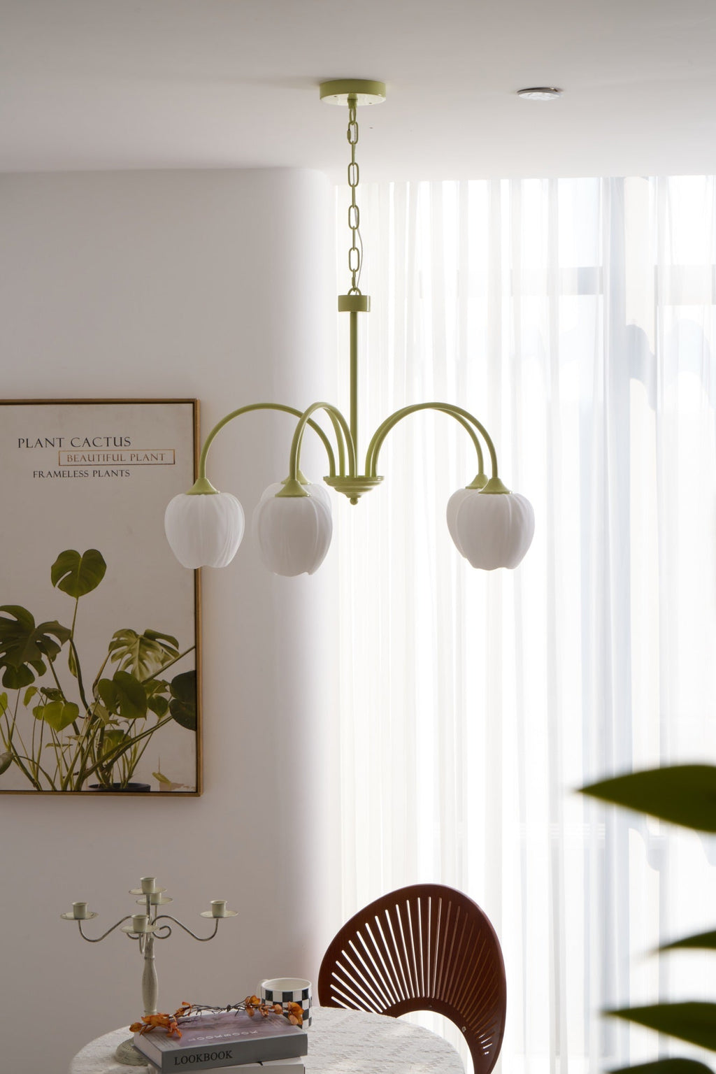 Lustre moderne Gilroy en Matcha et blanc verre