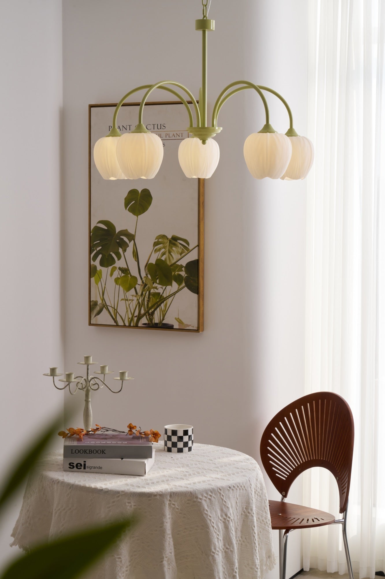 Lustre moderne Gilroy en Matcha et blanc verre