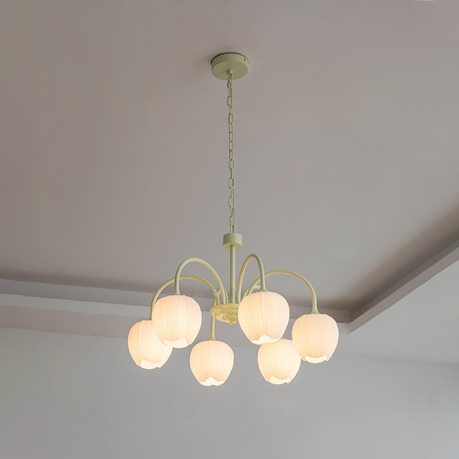 Lustre moderne Gilroy en Matcha et blanc verre