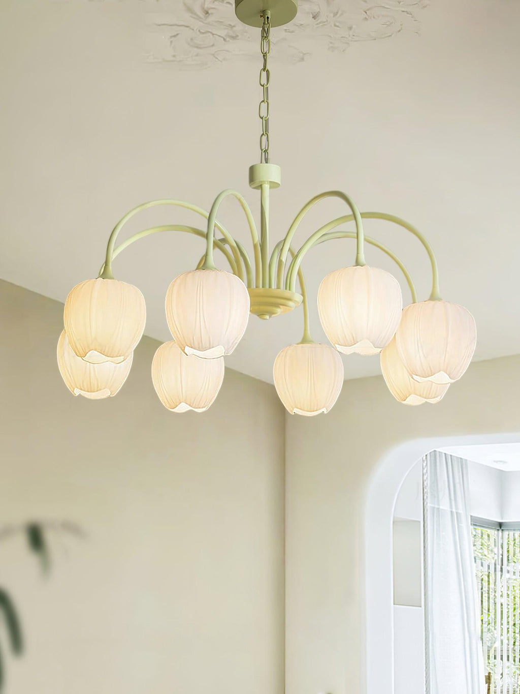 Lustre moderne Gilroy en Matcha et blanc verre