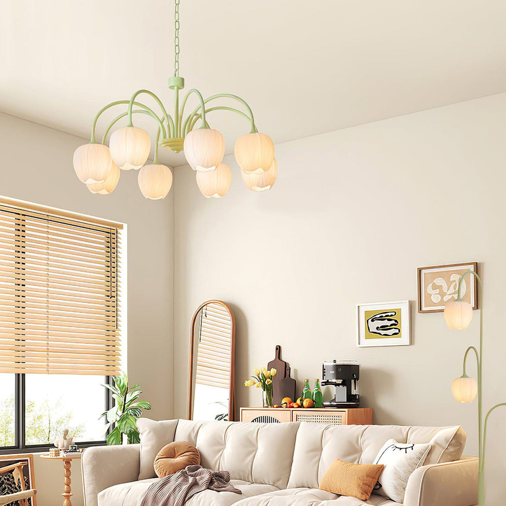 Lustre moderne Gilroy en Matcha et blanc verre