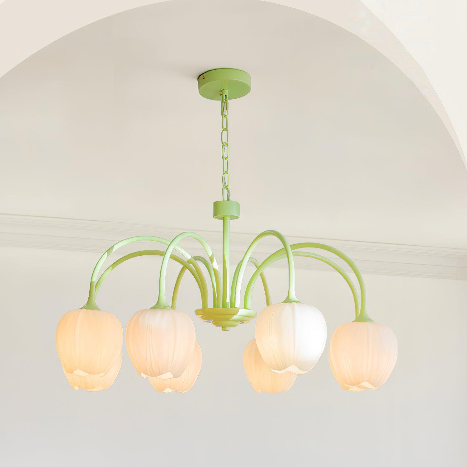 Lustre moderne Gilroy en Matcha et blanc verre