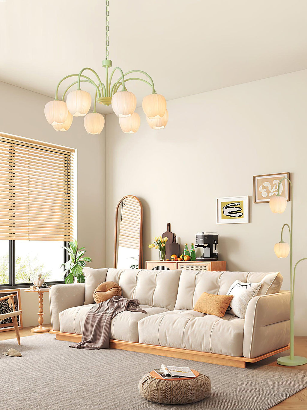 Lustre moderne Gilroy en Creamy blanc et blanc verre
