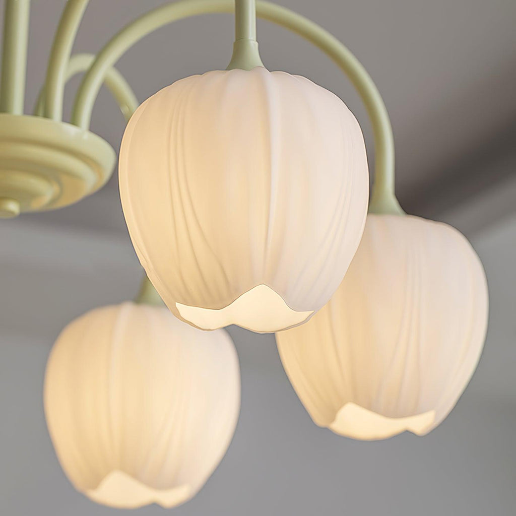 Lustre moderne Gilroy en Creamy blanc et blanc verre