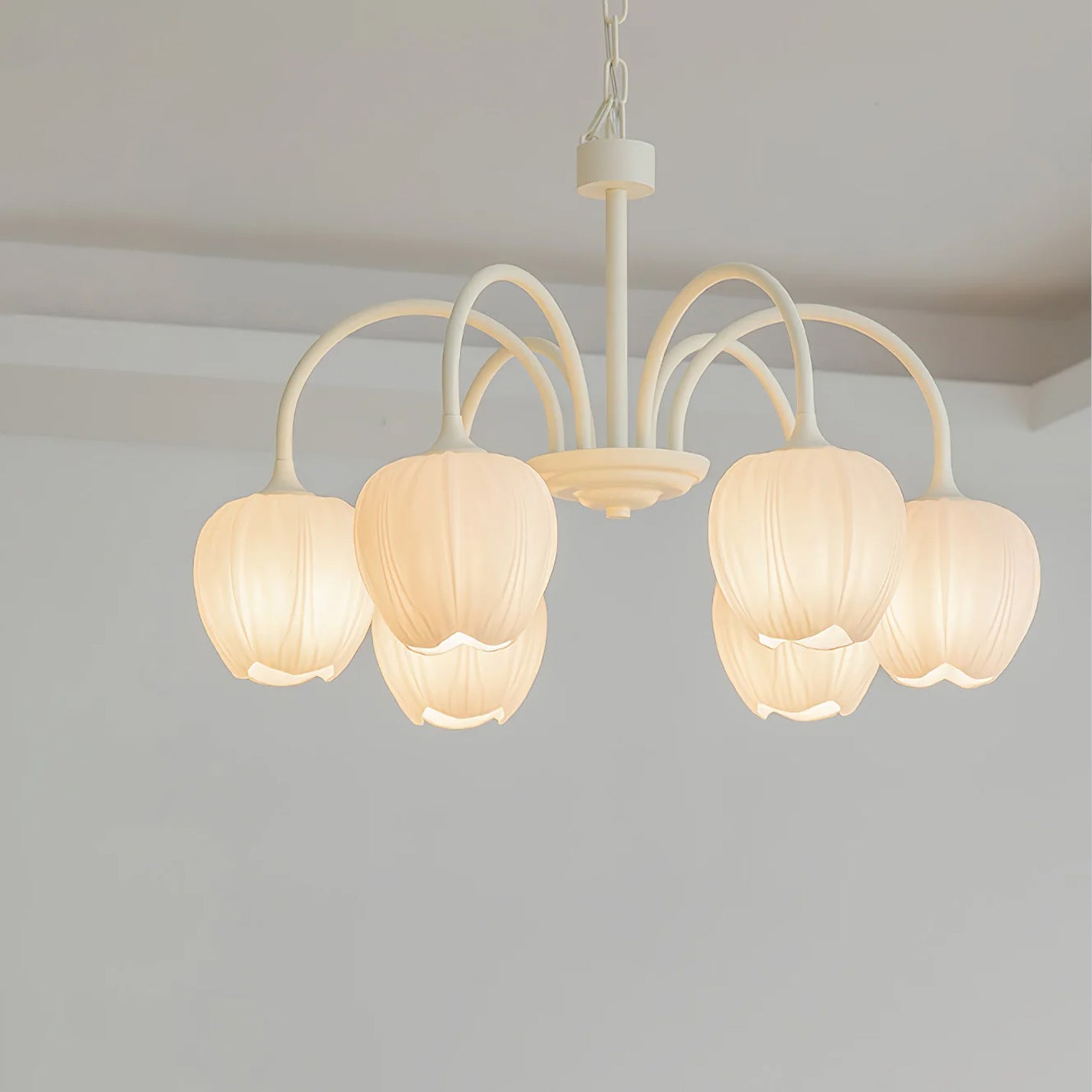 Lustre moderne Gilroy en Creamy blanc et blanc verre