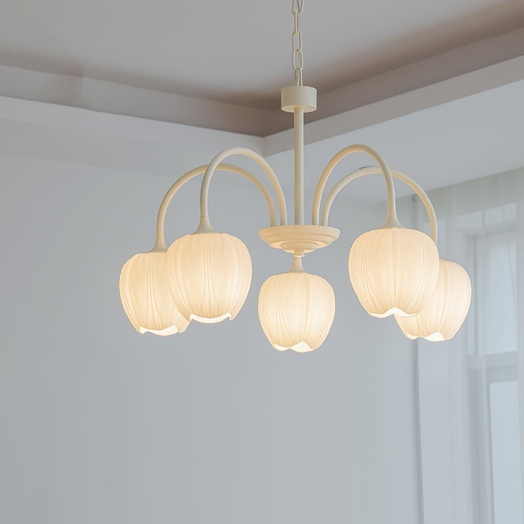 Lustre moderne Gilroy en Creamy blanc et blanc verre