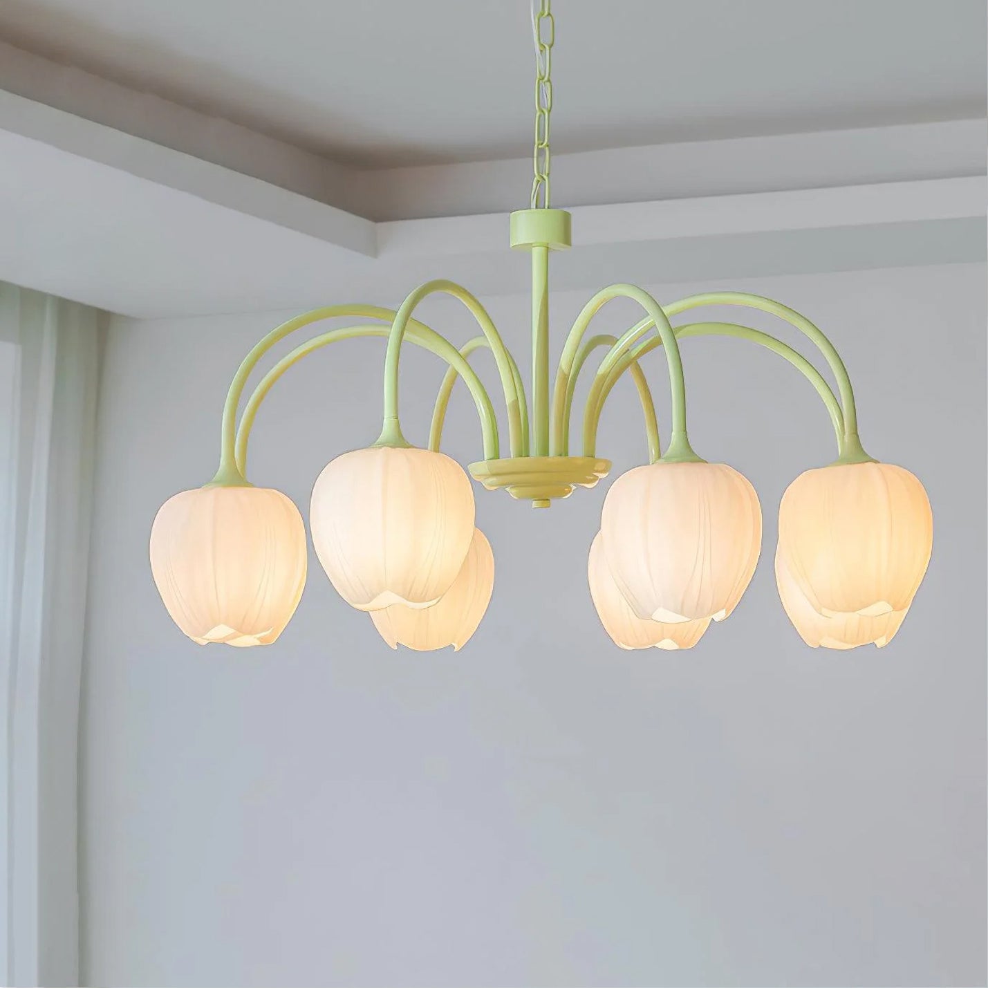 Lustre moderne Gilroy en Matcha et blanc verre