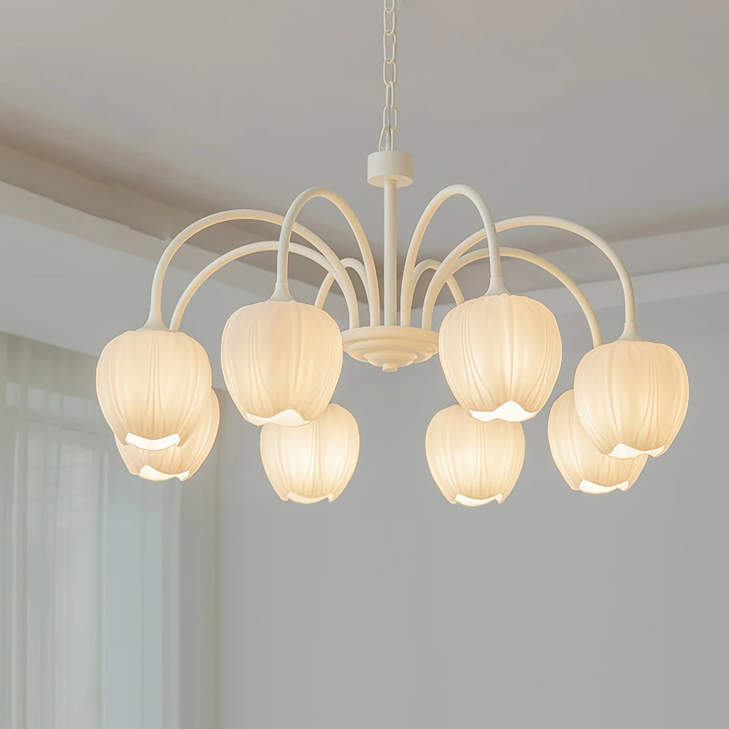 Lustre moderne Gilroy en Creamy blanc et blanc verre