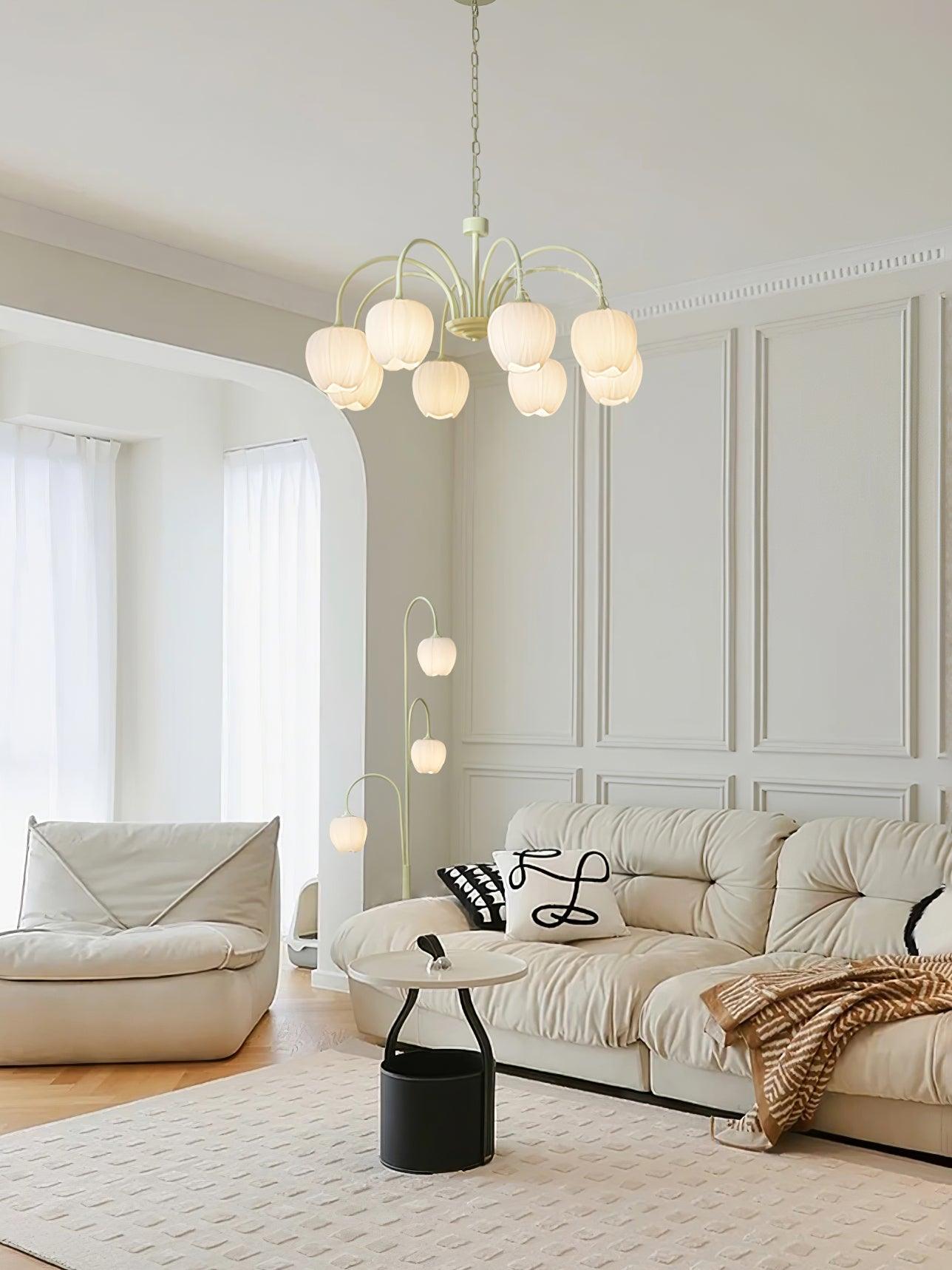 Lustre moderne Gilroy en Creamy blanc et blanc verre