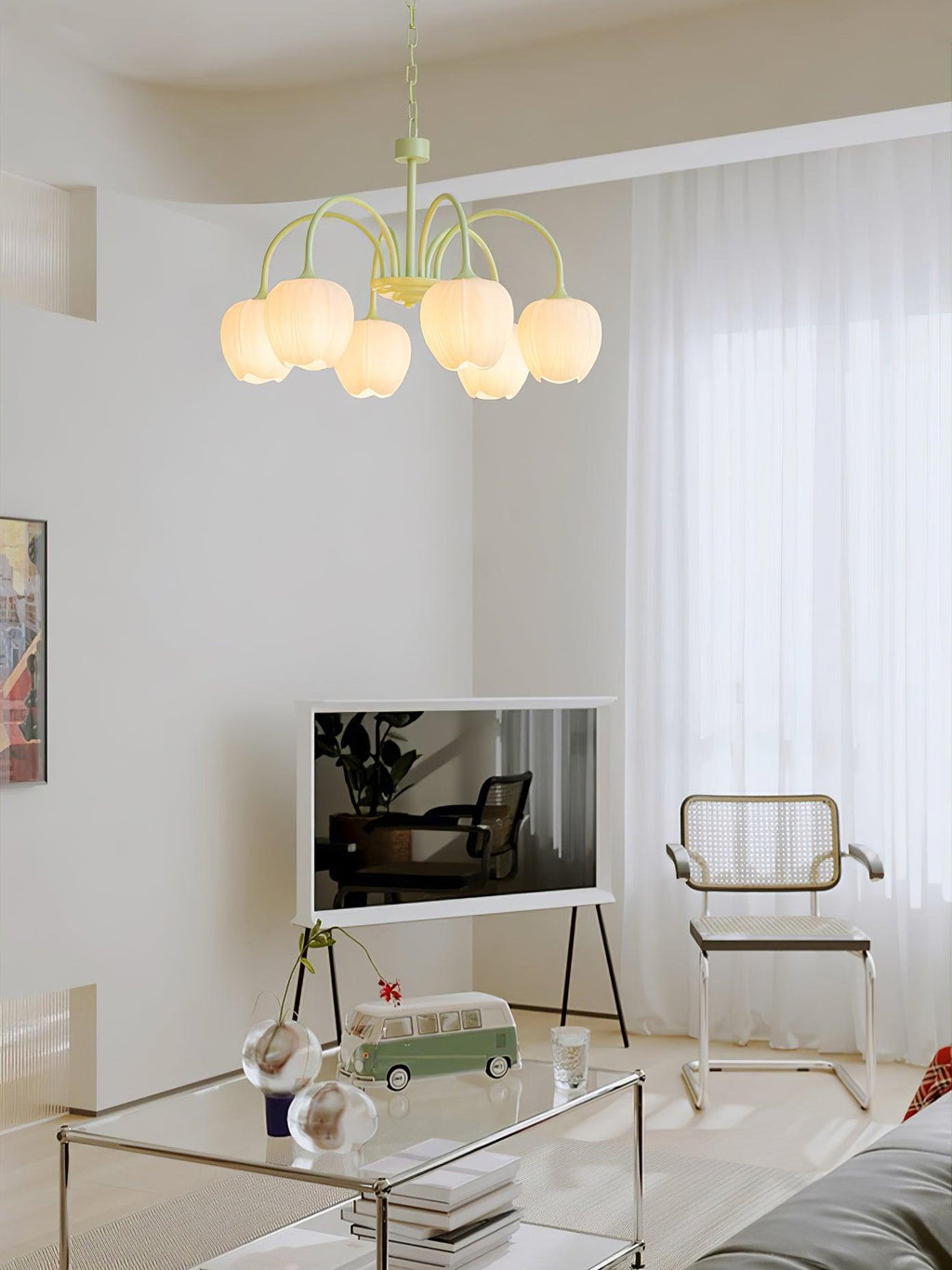 Lustre moderne Gilroy en Matcha et blanc verre