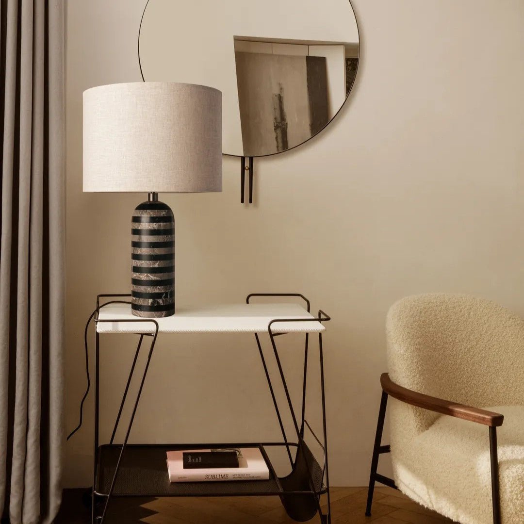 Lampe à poser moderne Gudvard en Marbre Noir et blanc