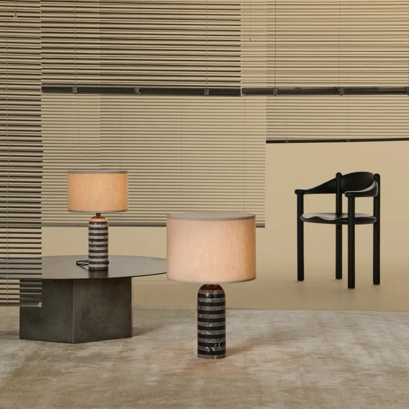 Lampe à poser moderne Gudvard en Marbre Noir et blanc