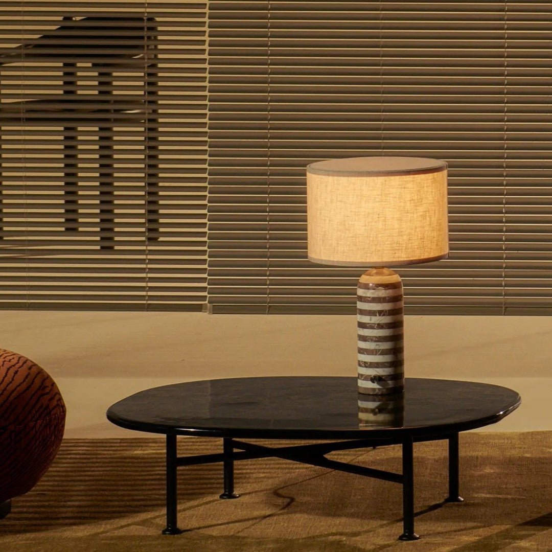 Lampe à poser moderne Gudvard en Marbre Noir et blanc