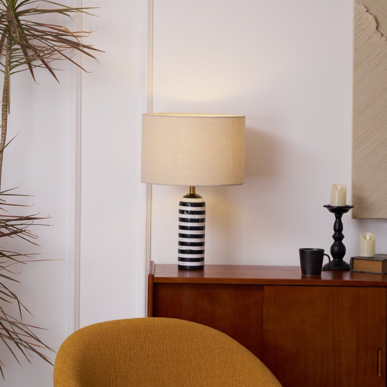 Lampe à poser moderne Gudvard en Marbre Noir et blanc