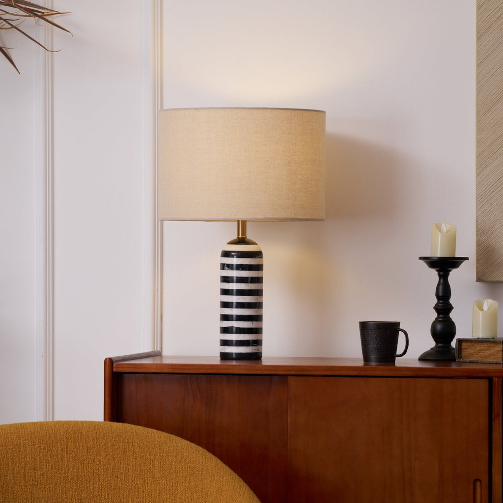 Lampe à poser moderne Gudvard en Marbre Noir et blanc