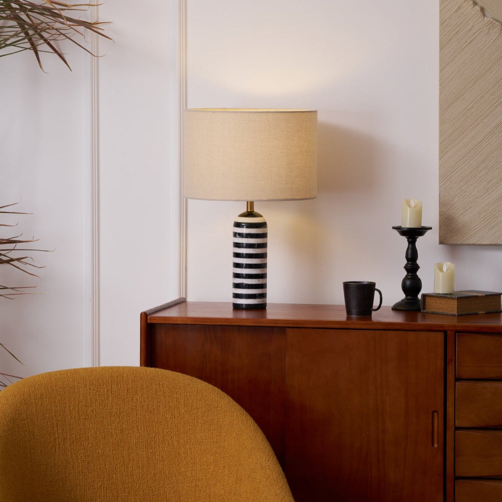 Lampe à poser moderne Gudvard en Marbre Noir et blanc