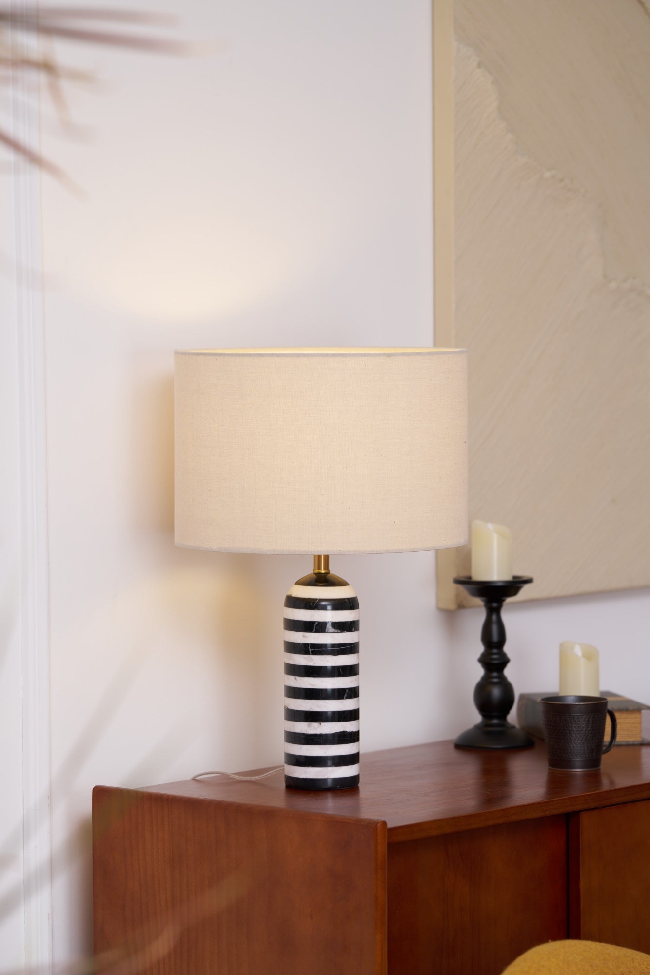 Lampe à poser moderne Gudvard en Marbre Noir et blanc