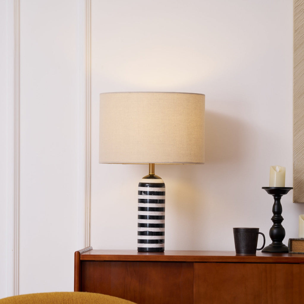 Lampe à poser moderne Gudvard en Marbre Noir et blanc