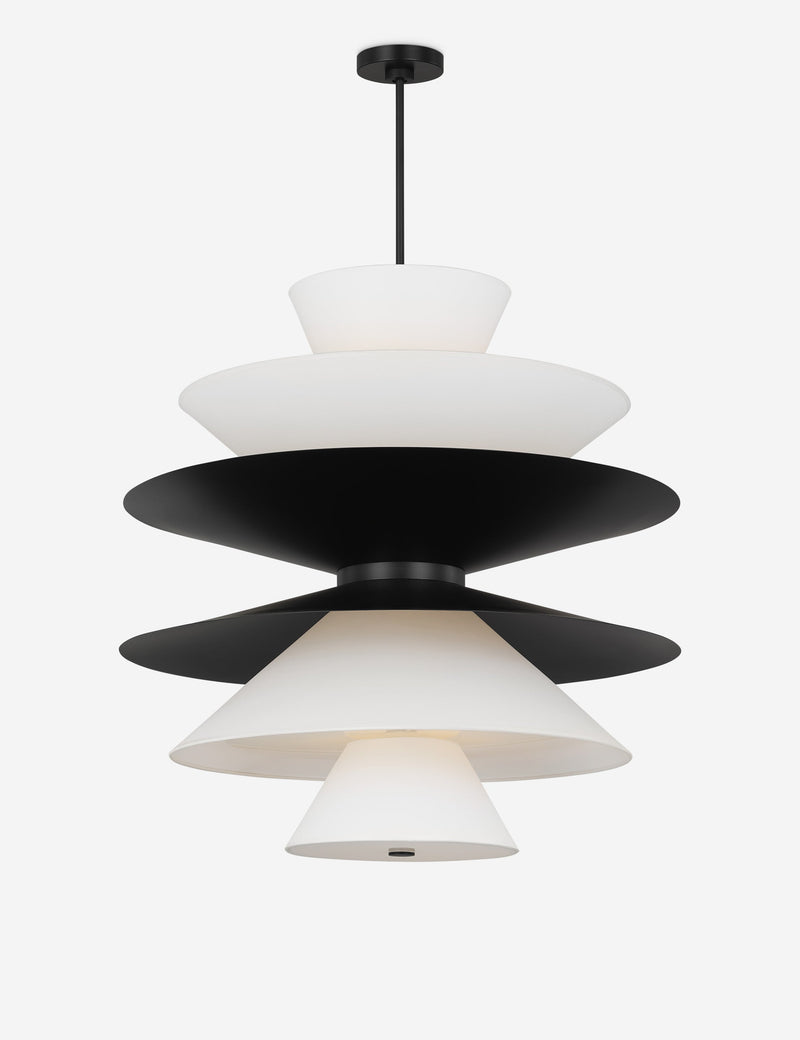 Suspension moderne Wystan en noir et blanc - Noir et blanc