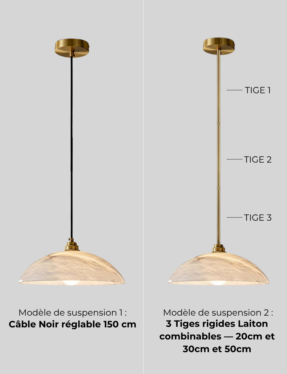 Suspension moderne Aadam en Albâtre