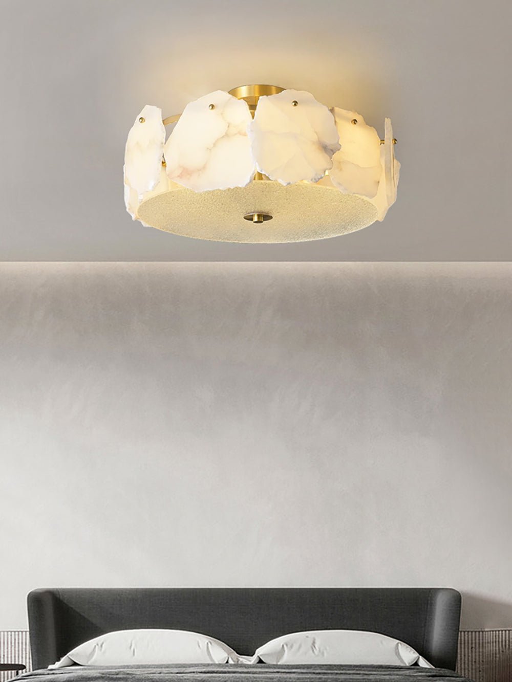 Plafonnier moderne Jarred en Albâtre Cuivre et blanc