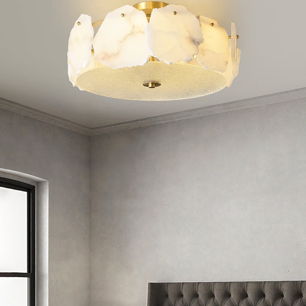 Plafonnier moderne Jarred en Albâtre Cuivre et blanc