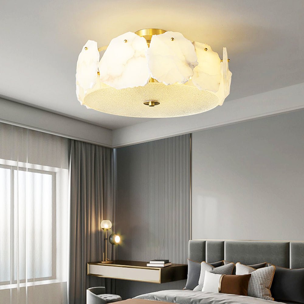 Plafonnier moderne Jarred en Albâtre Cuivre et blanc
