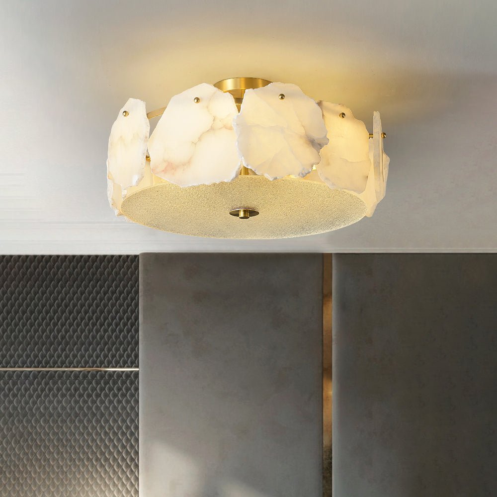 Plafonnier moderne Jarred en Albâtre Cuivre et blanc