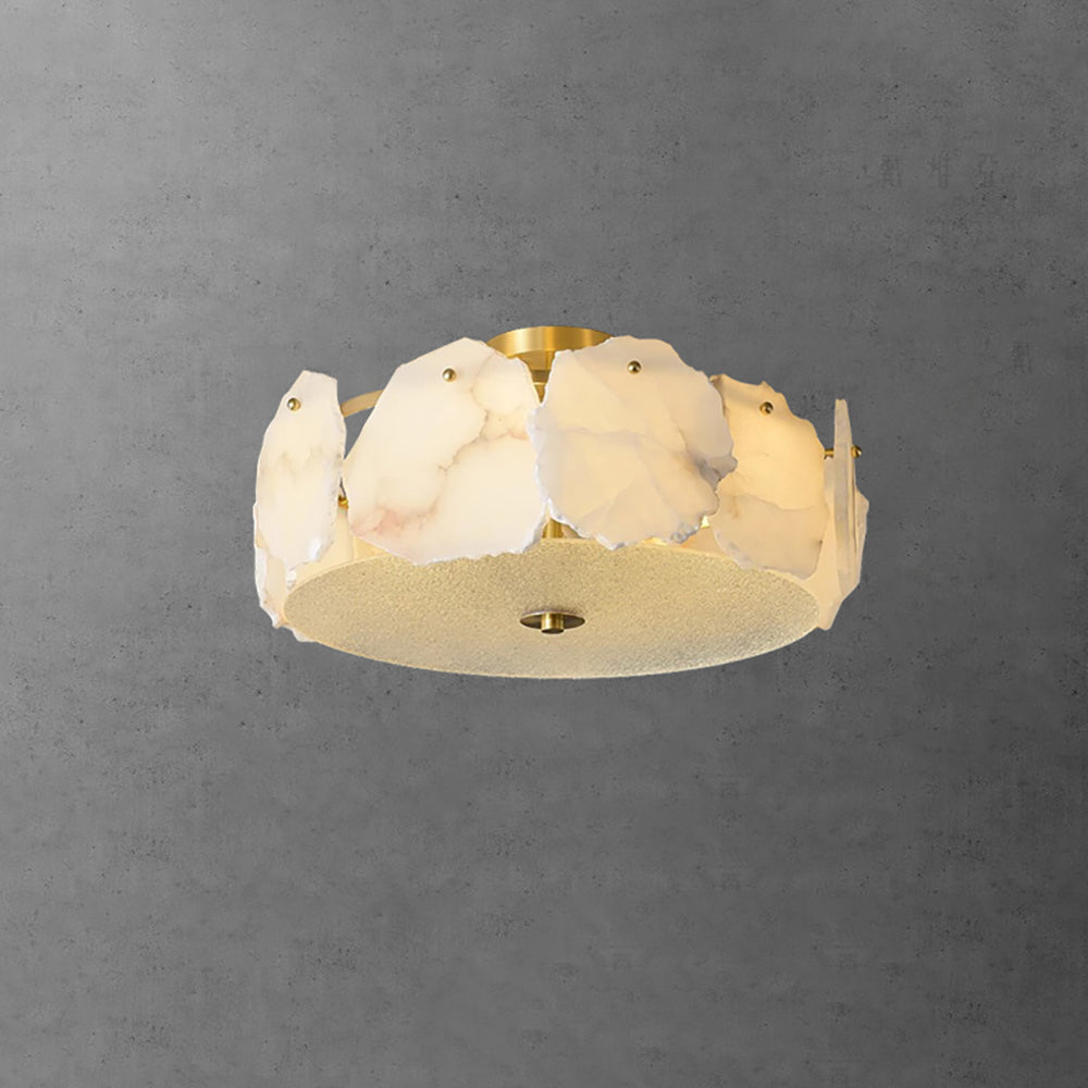 Plafonnier moderne Jarred en Albâtre Cuivre et blanc