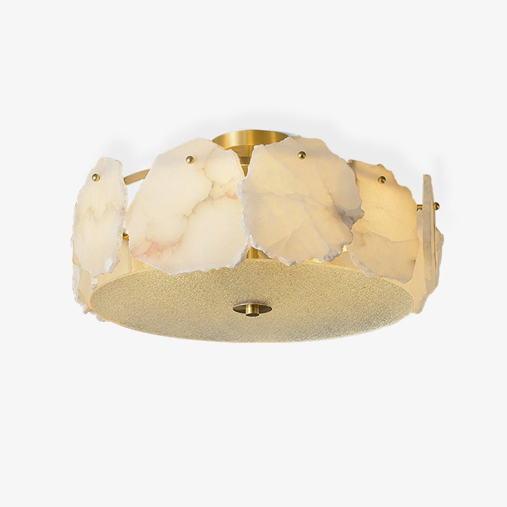 Plafonnier moderne Jarred en Albâtre Cuivre et blanc
