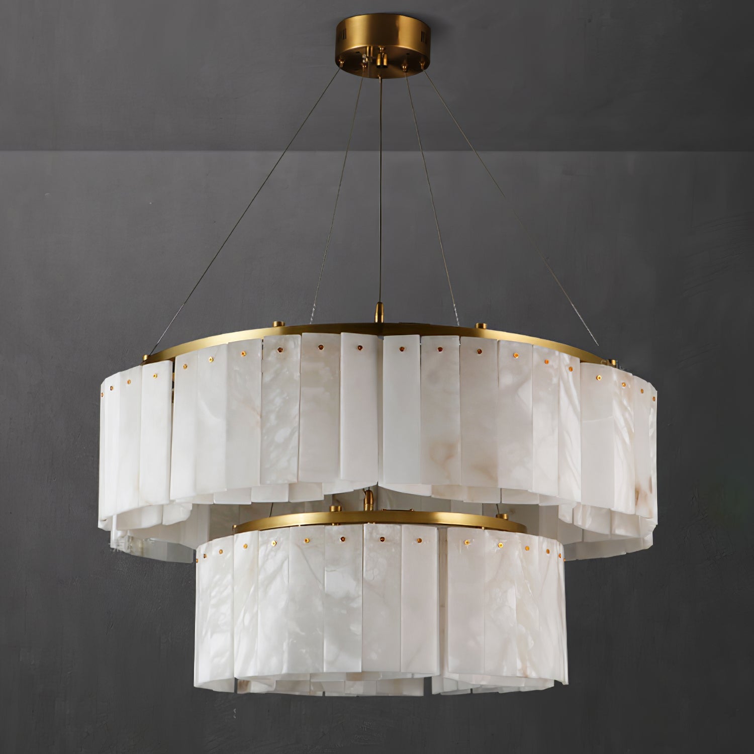 Lustre moderne Hold en Albâtre Or et blanc