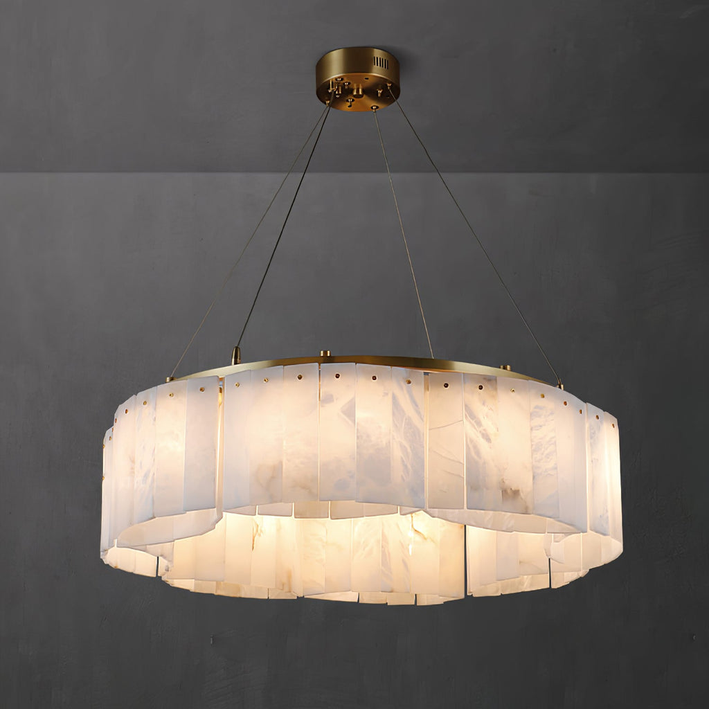 Lustre moderne Hold en Albâtre Or et blanc