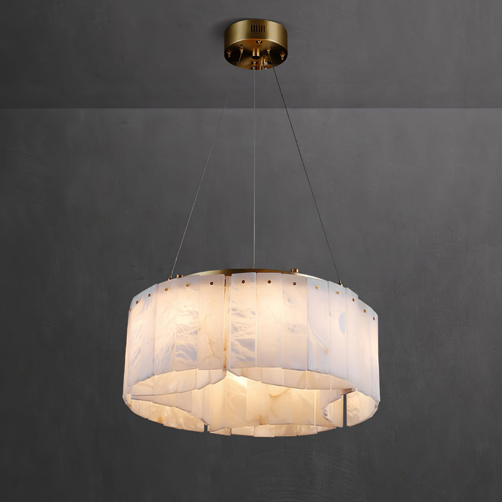 Lustre moderne Hold en Albâtre Or et blanc