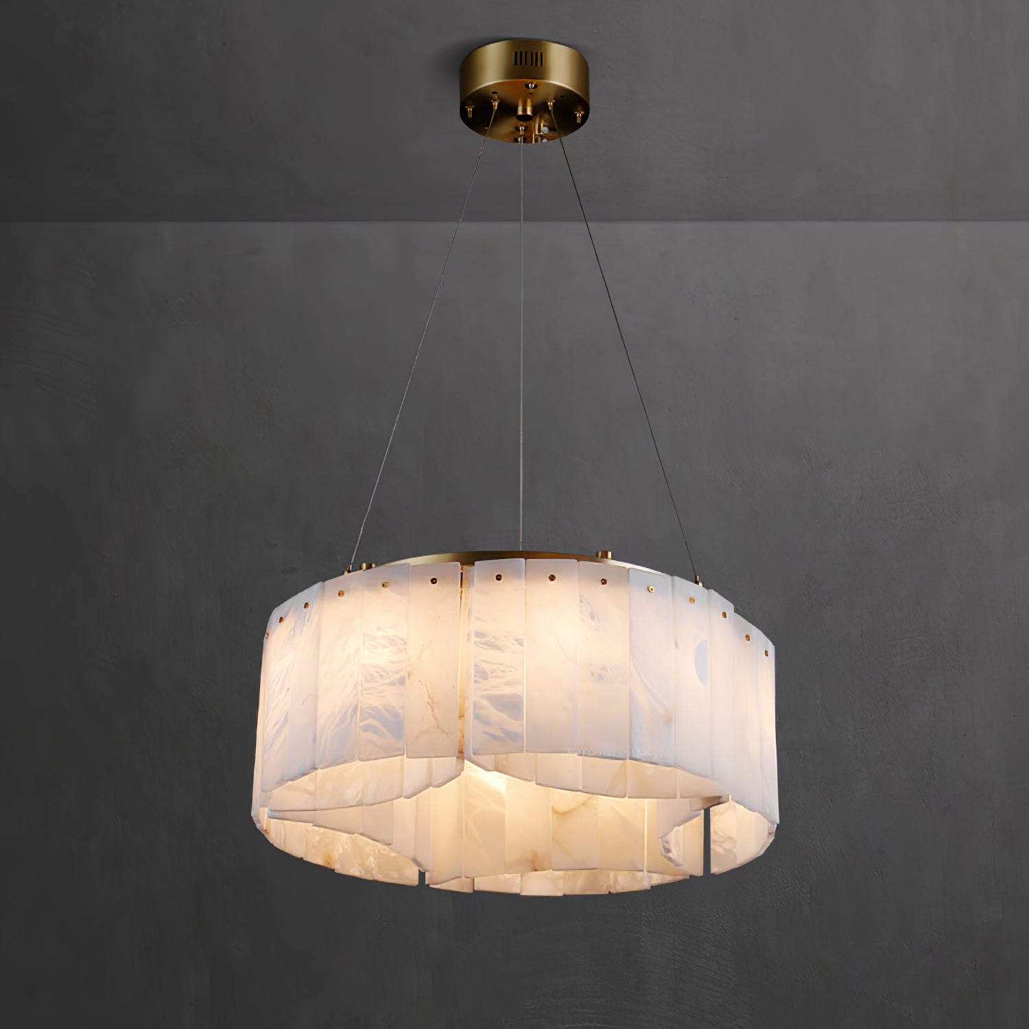 Lustre moderne Hold en Albâtre Or et blanc