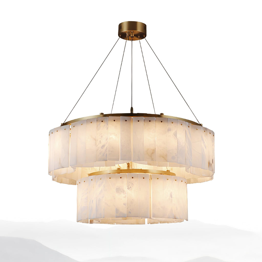 Lustre moderne Hold en Albâtre Or et blanc