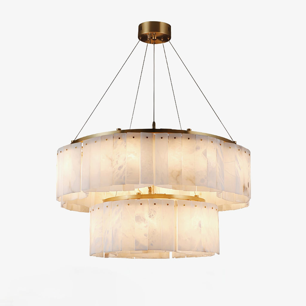 Lustre moderne Hold en Albâtre Or et blanc