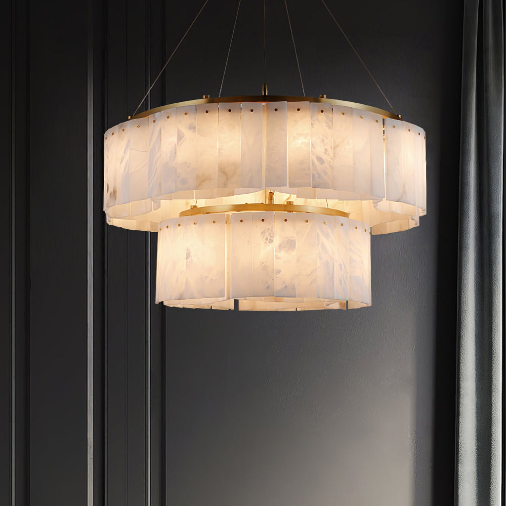 Lustre moderne Hold en Albâtre Or et blanc