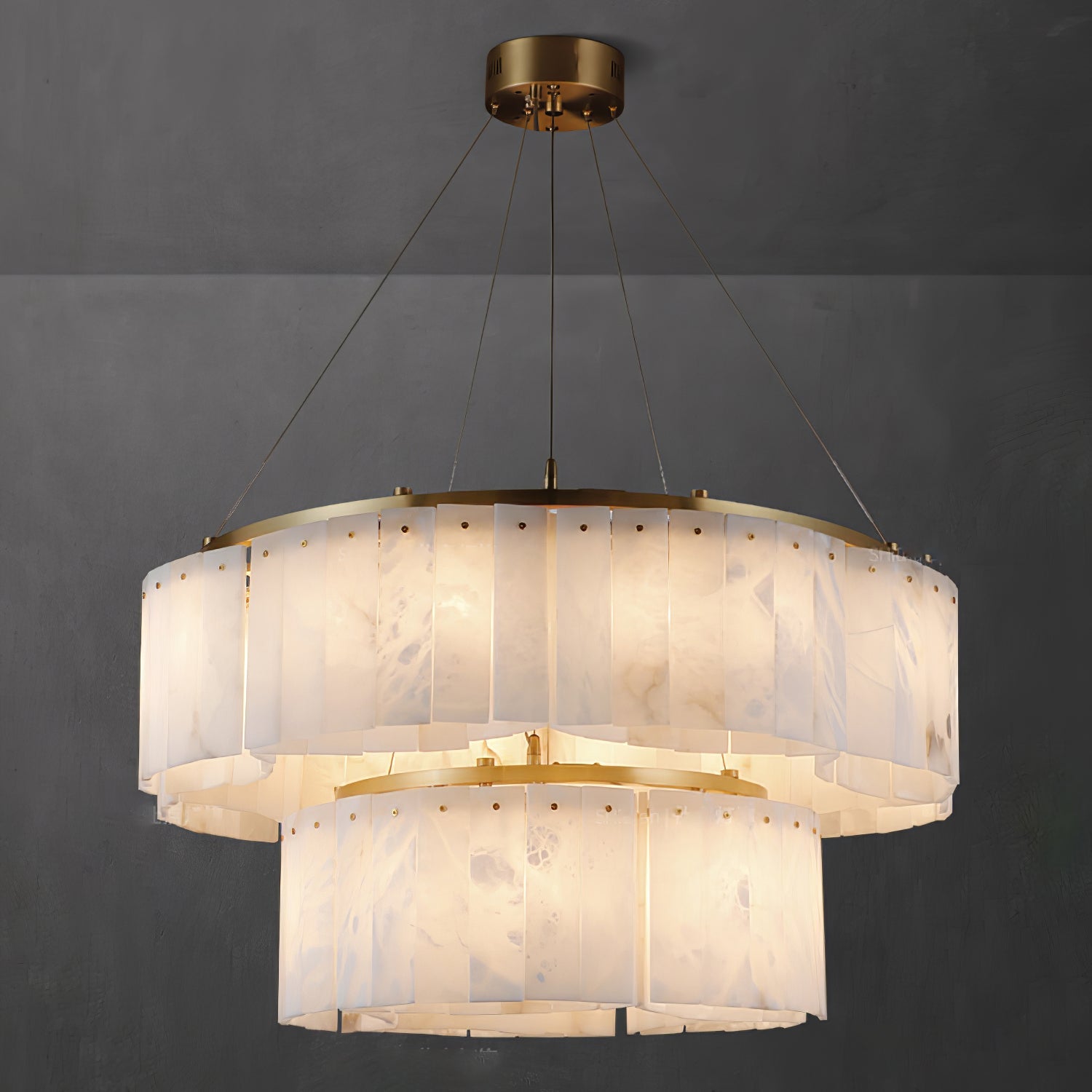Lustre moderne Hold en Albâtre Or et blanc