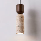 Suspension moderne Edd en Noyer bois et travertin jaune
