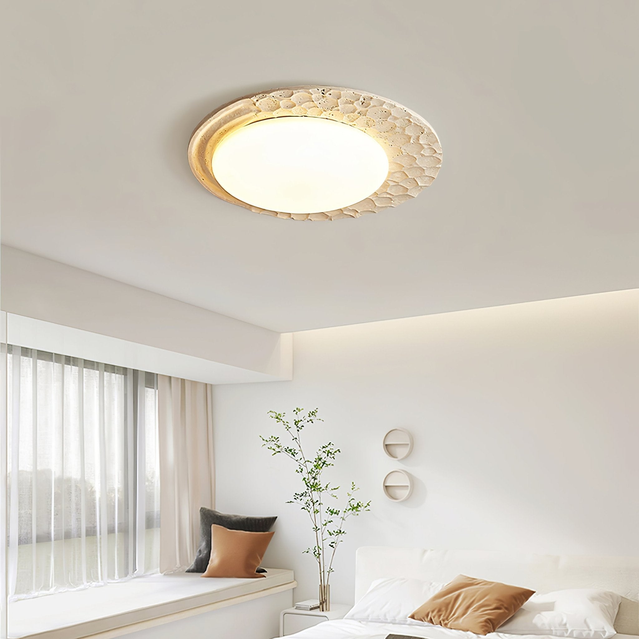 Plafonnier moderne Thjodolf en pierre Travertin jaune et blanc