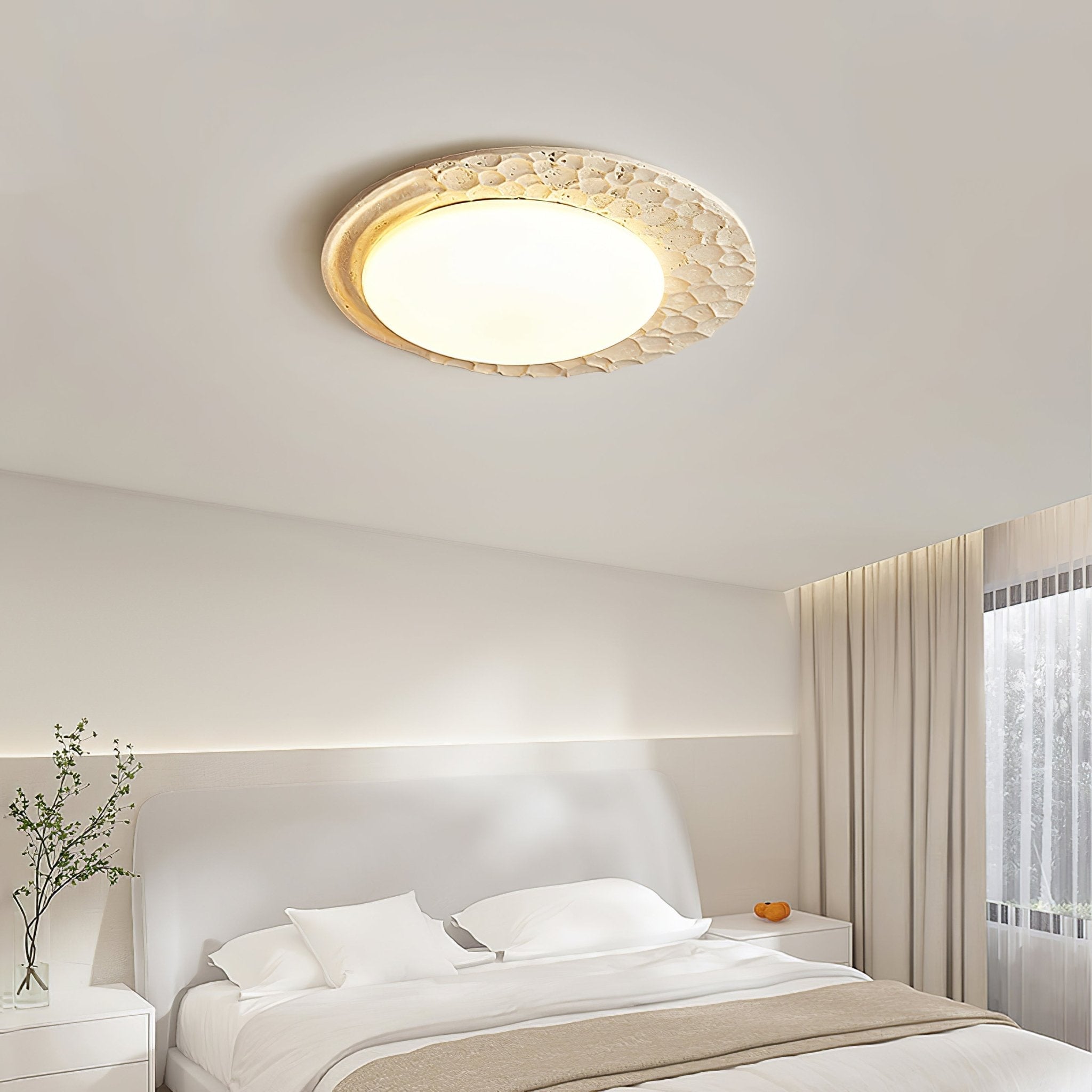 Plafonnier moderne Thjodolf en pierre Travertin jaune et blanc