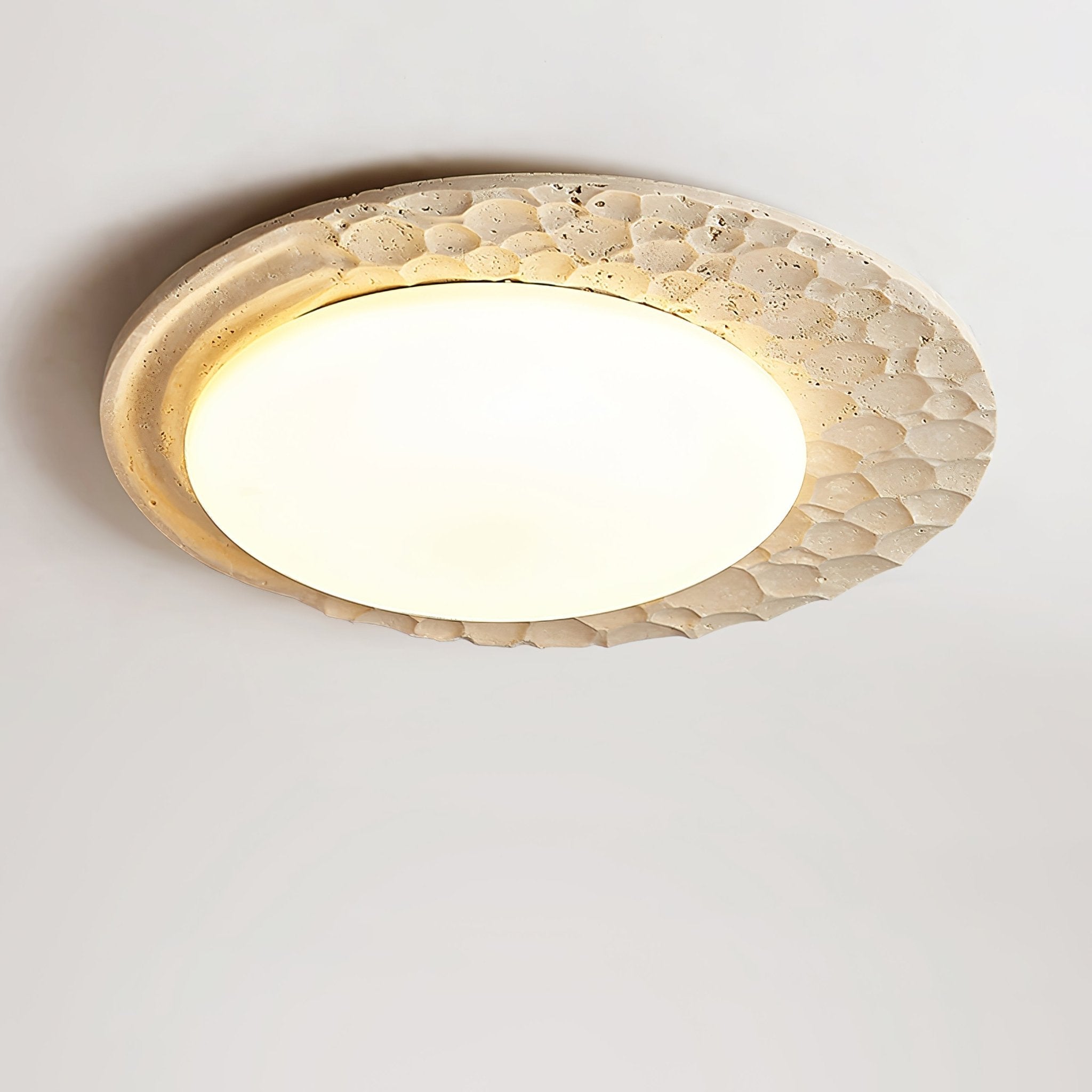 Plafonnier moderne Thjodolf en pierre Travertin jaune et blanc