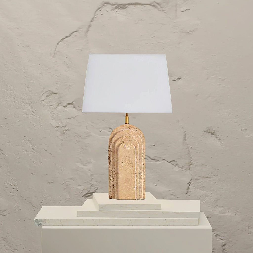 Lampe à poser moderne Lev en Travertin jaune et blanc