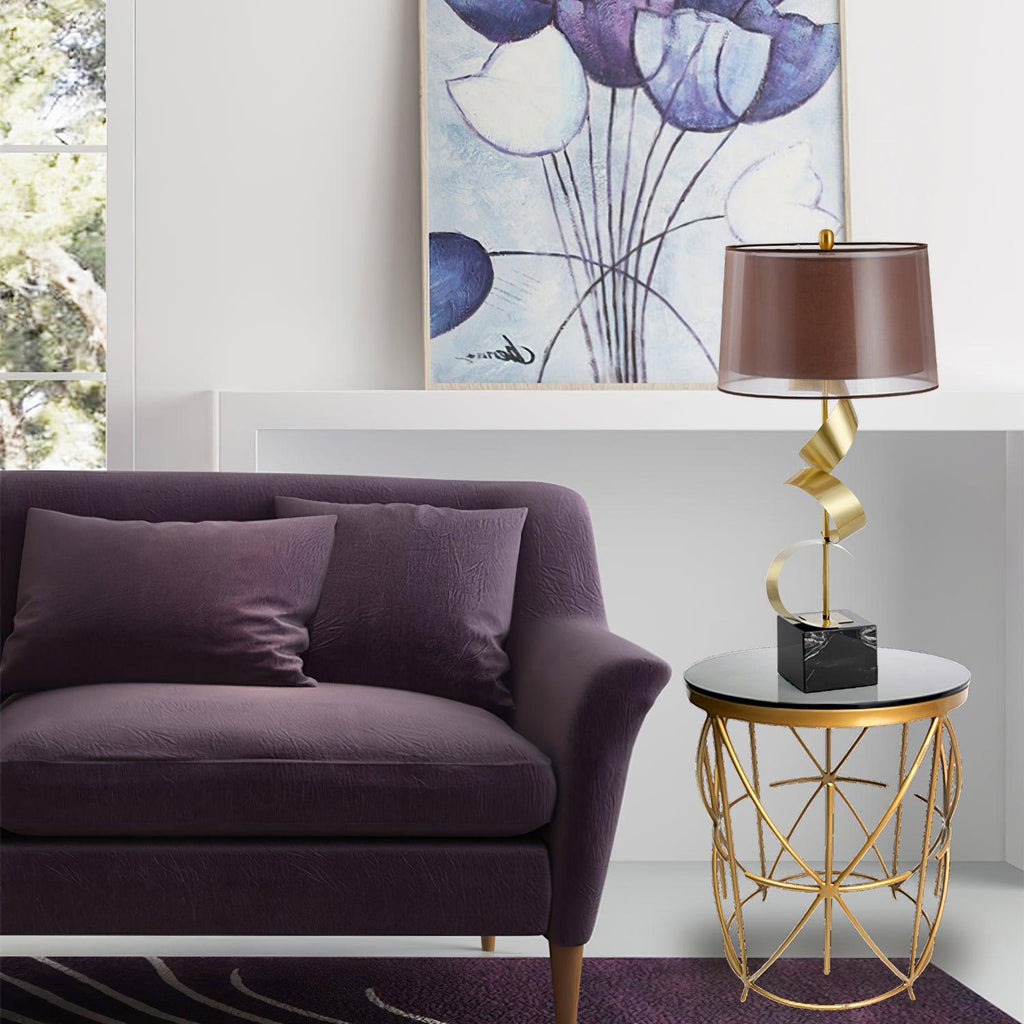 Lampe à poser moderne Rikard en Doré et noir marbre