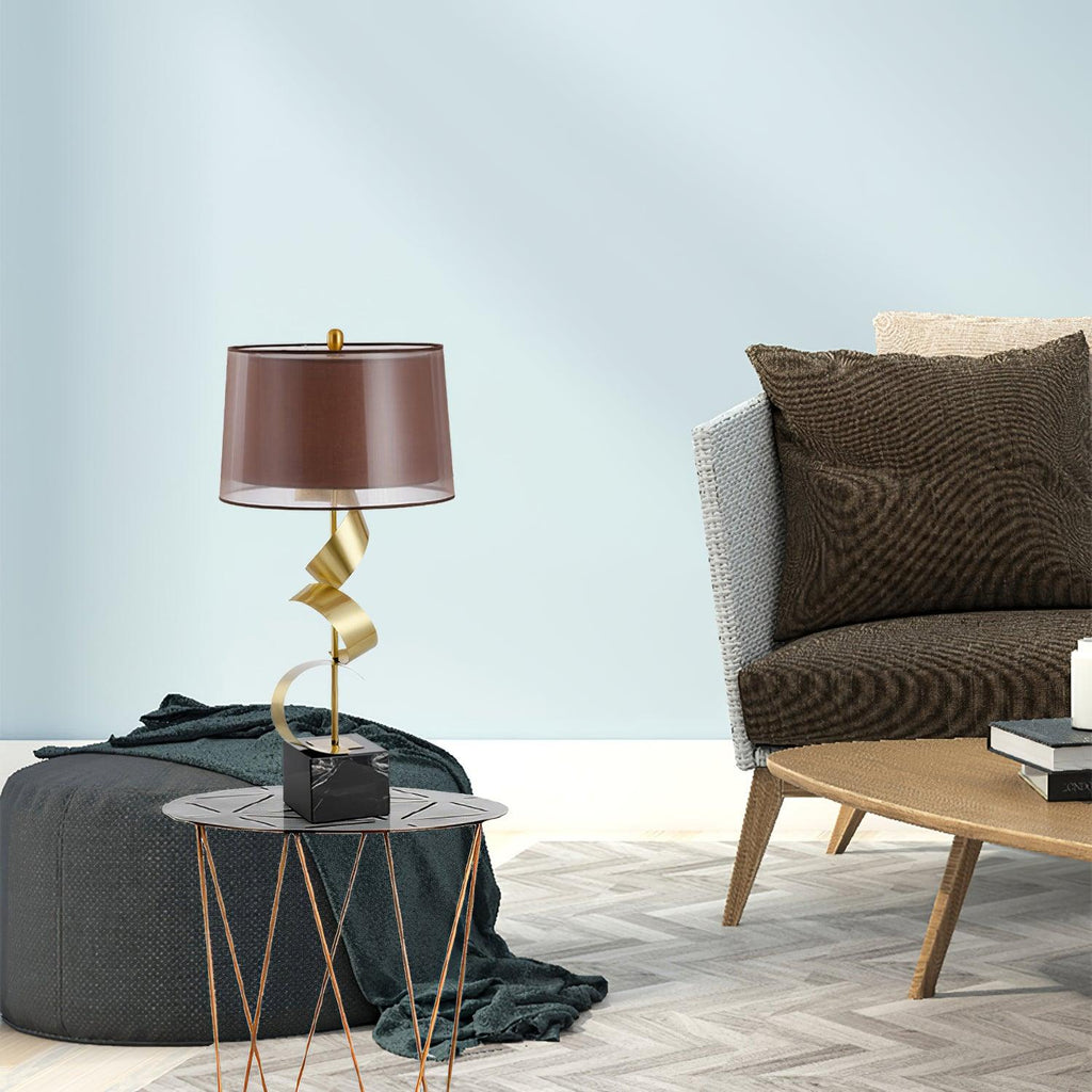 Lampe à poser moderne Rikard en Doré et noir marbre