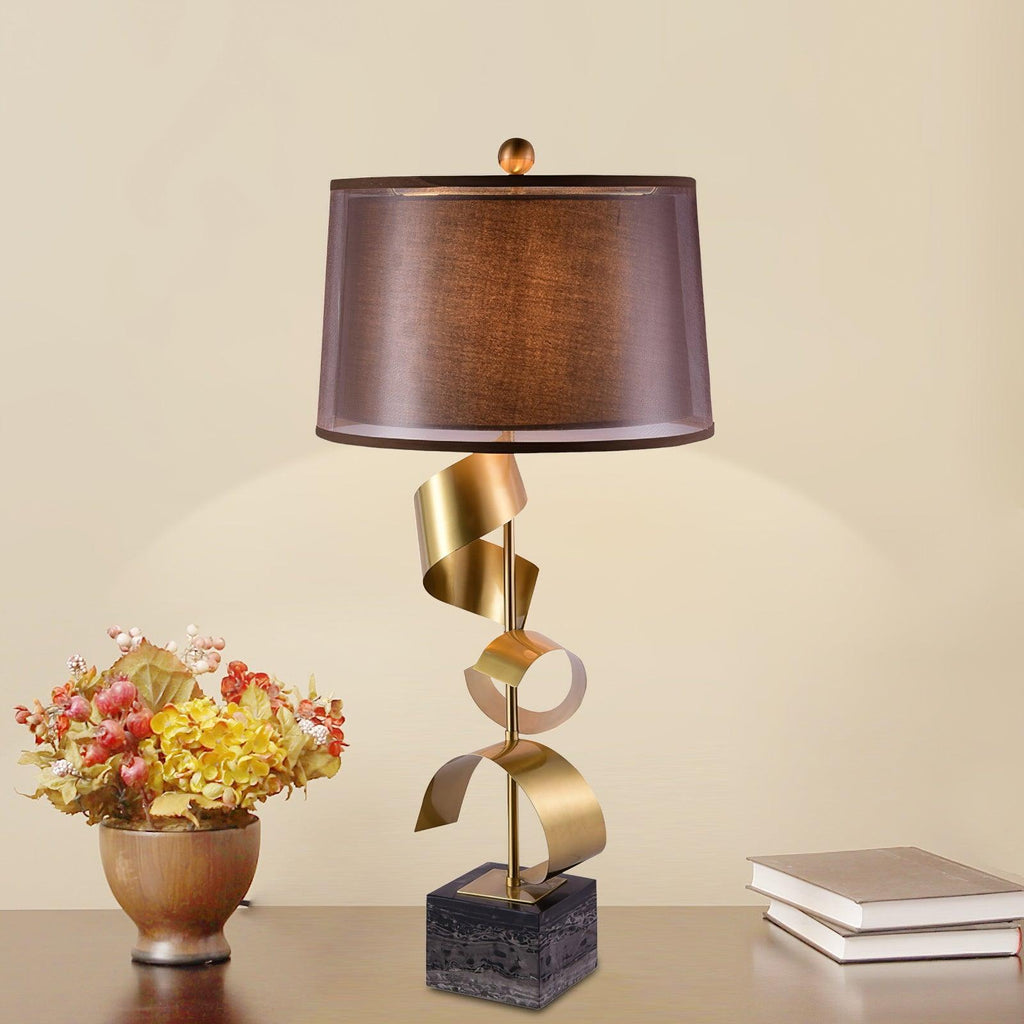 Lampe à poser moderne Rikard en Doré et noir marbre